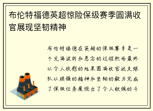 布伦特福德英超惊险保级赛季圆满收官展现坚韧精神 布伦特福德英超惊险保级赛季圆满收官展现坚韧精神